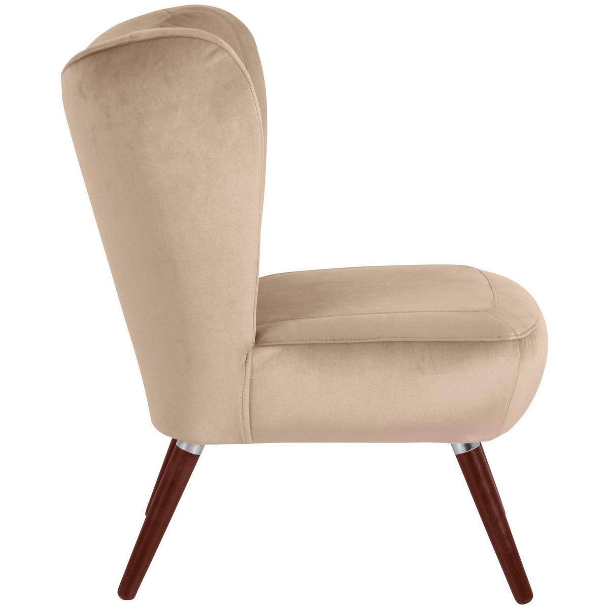 SESSEL Kathy Bezug Samtvelours Buche nussbaum dunkel / sand - Gelb, Kunststoff (70/86/69cm) - 58aufmkessel