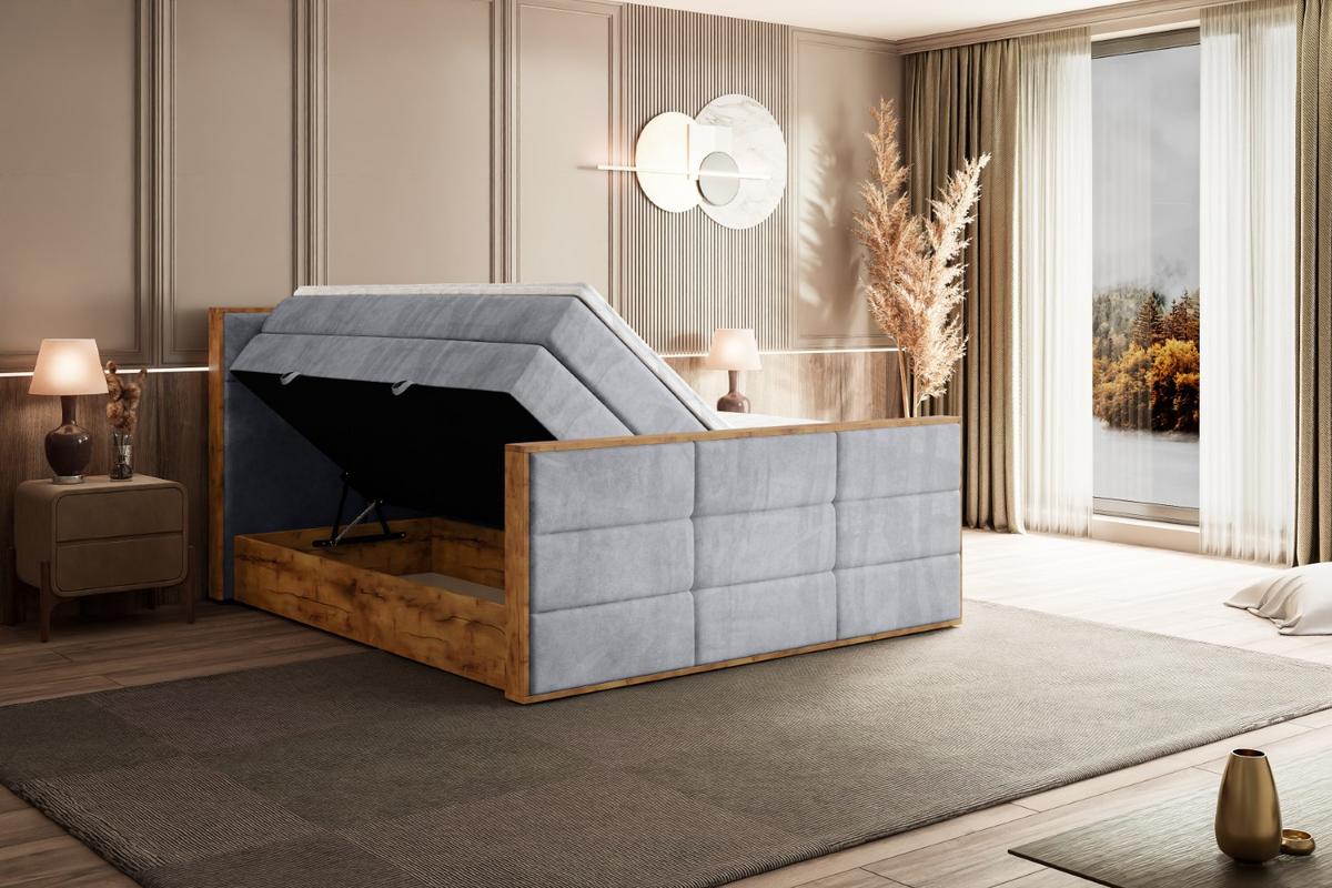 BOXSPRINGBETT mit Matratze H3|H4 und Lattenrost - LOLLI1-Z KING-120x200 - Grau Monolith - Grau, Holzwerkstoff (120/200cm) - ALTDECOR