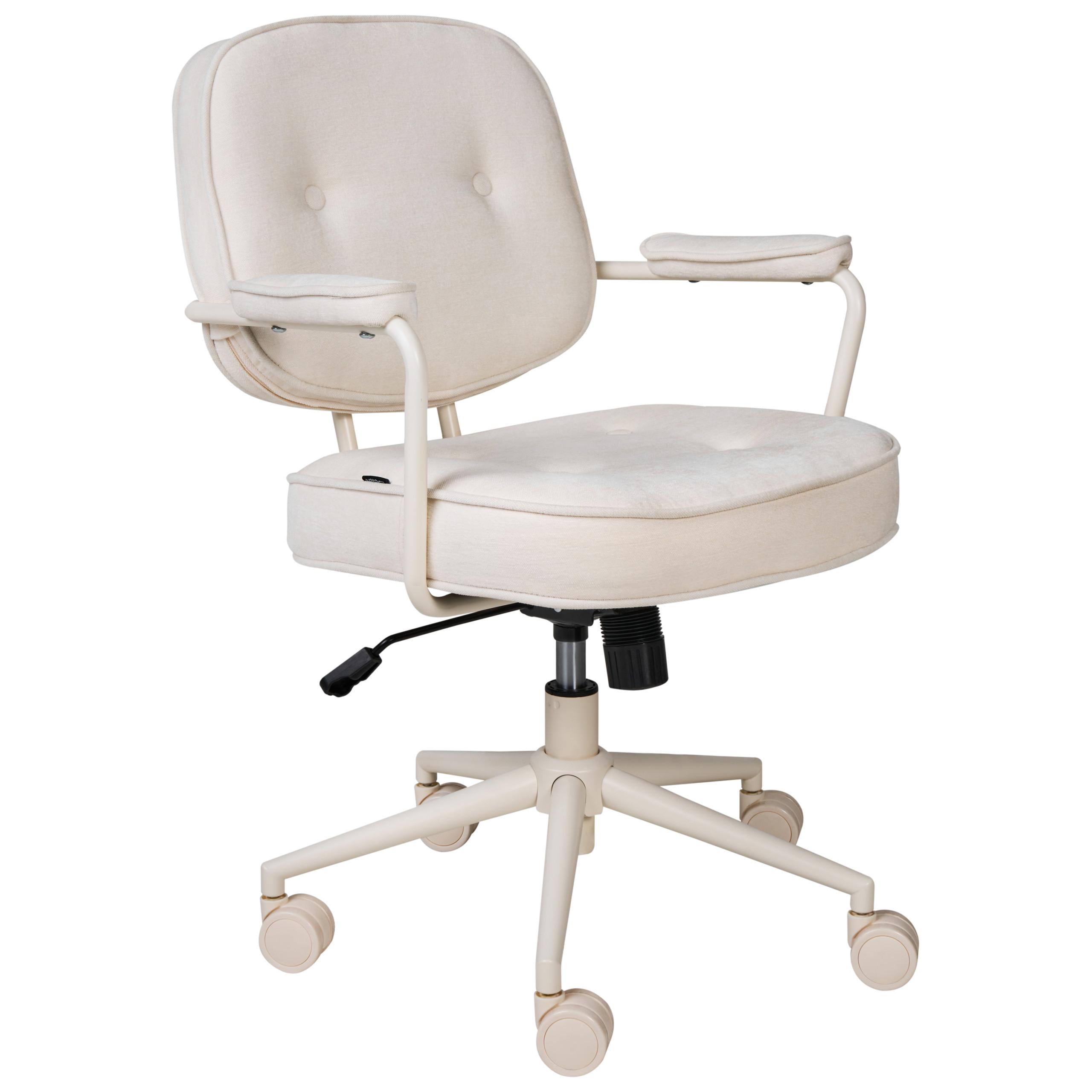SCHREIBTISCHSTUHL Stoff Cremeweiß Paramus - Weiß, Kunststoff (60/81/65cm) - Beliani