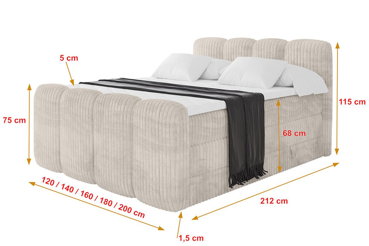 BOXBETT mit Matratze H3|H4 und Lattenrost - NINA-Z KING - 160x200 cm Tila - Creme - Creme, Holzwerkstoff (160/200cm)