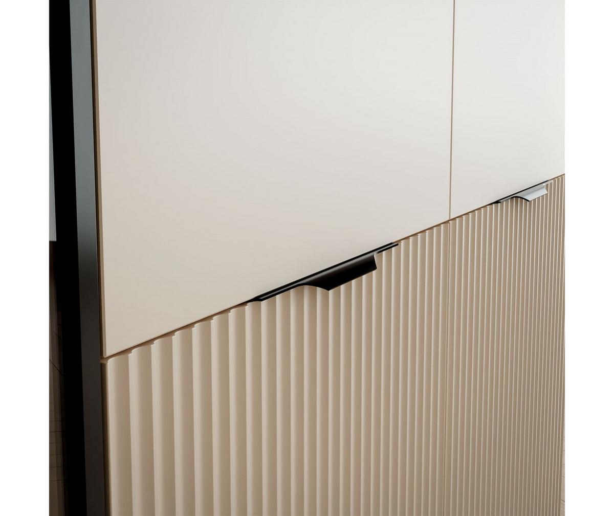 KLEIDERSCHRANK SANDBOX KASHMIR 300 303/49/200 cm Kaschmir / Kaschmir + schwarzes Glas ohne LED 12 Zusatzböden - Kaschmir/Schwarz, Holzwerkstoff/Kunststoff (303/200/49cm) - Lookway