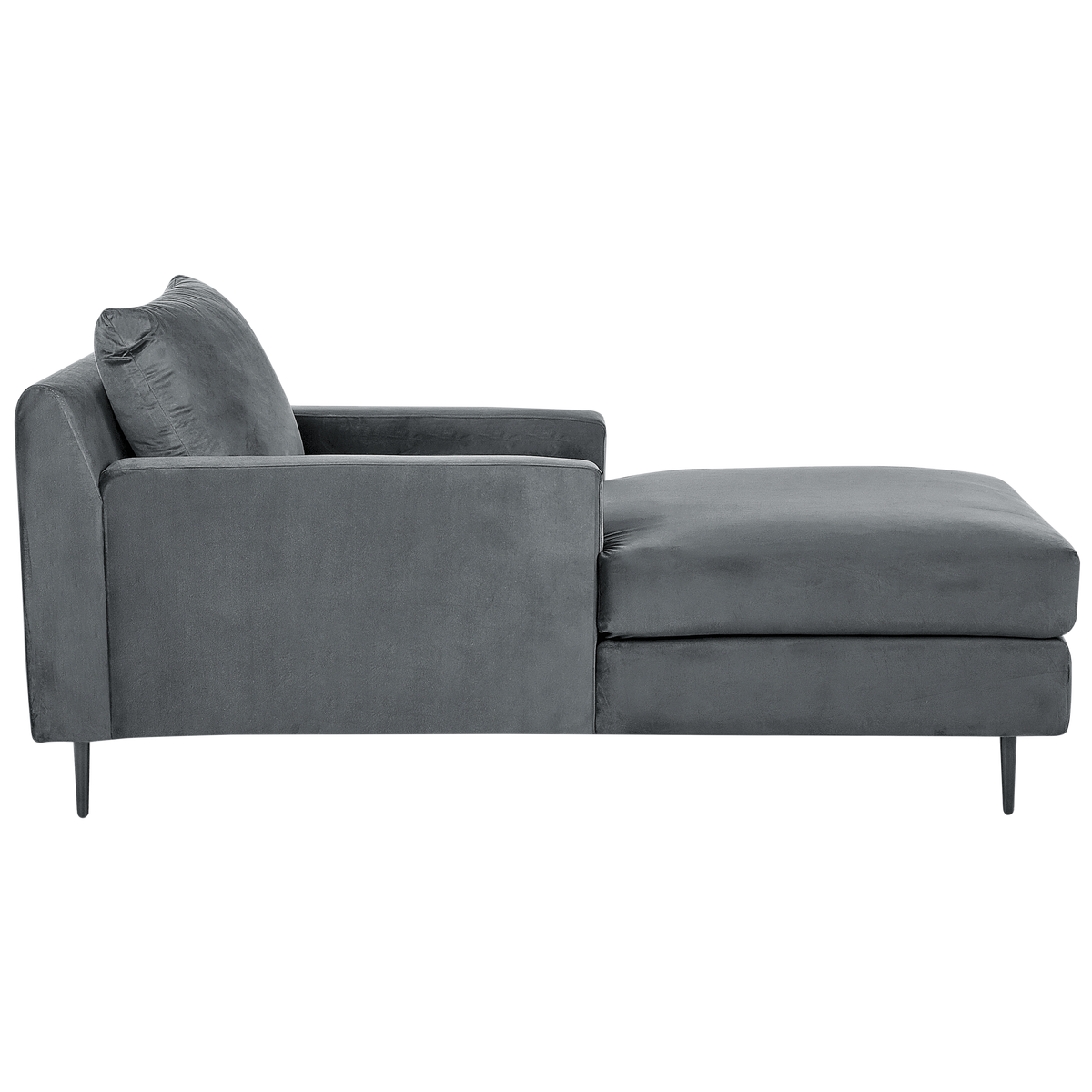 CHAISELONGUE Samtstoff grau/schwarz Gueret - Schwarz/Grau, Textil (88/73/165cm) - Beliani