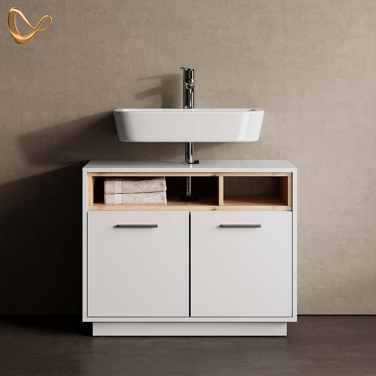 WASCHBECKENUNTERSCHRANK Temo Weiß 80 x 64 cm - Weiß, Holzwerkstoff (80/64/40cm) - Livinity®