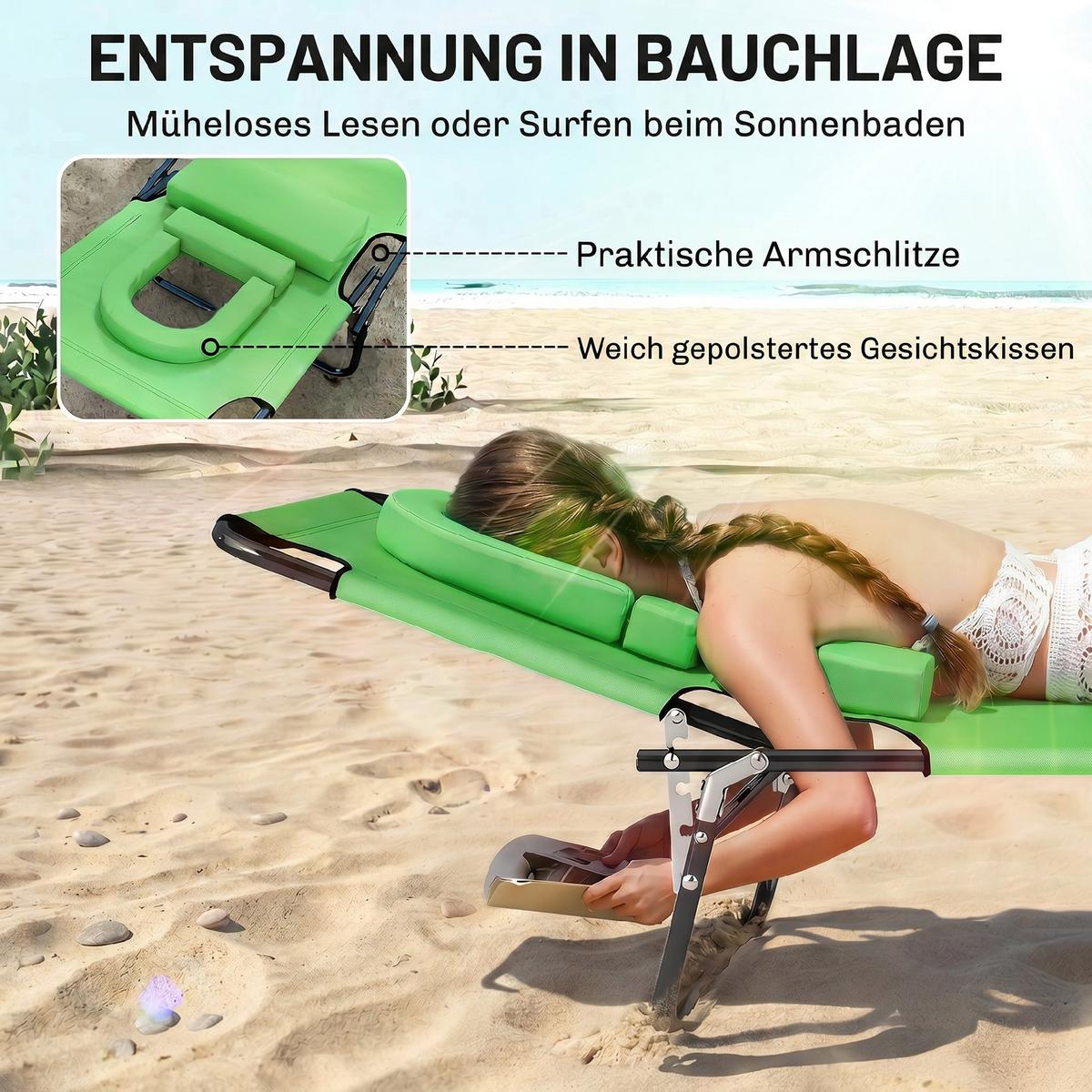 SONNENLIEGE klappbar - Grün, Kunststoff (58/36/187cm) - Outsunny
