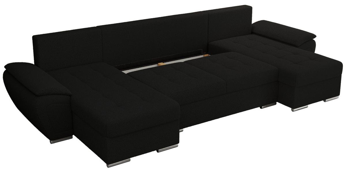 WOHNLANDSCHAFT UMBRIA U Schwarz Boucle - Schwarz/Grau, Textil/Metall (336/85/157cm) - MKS