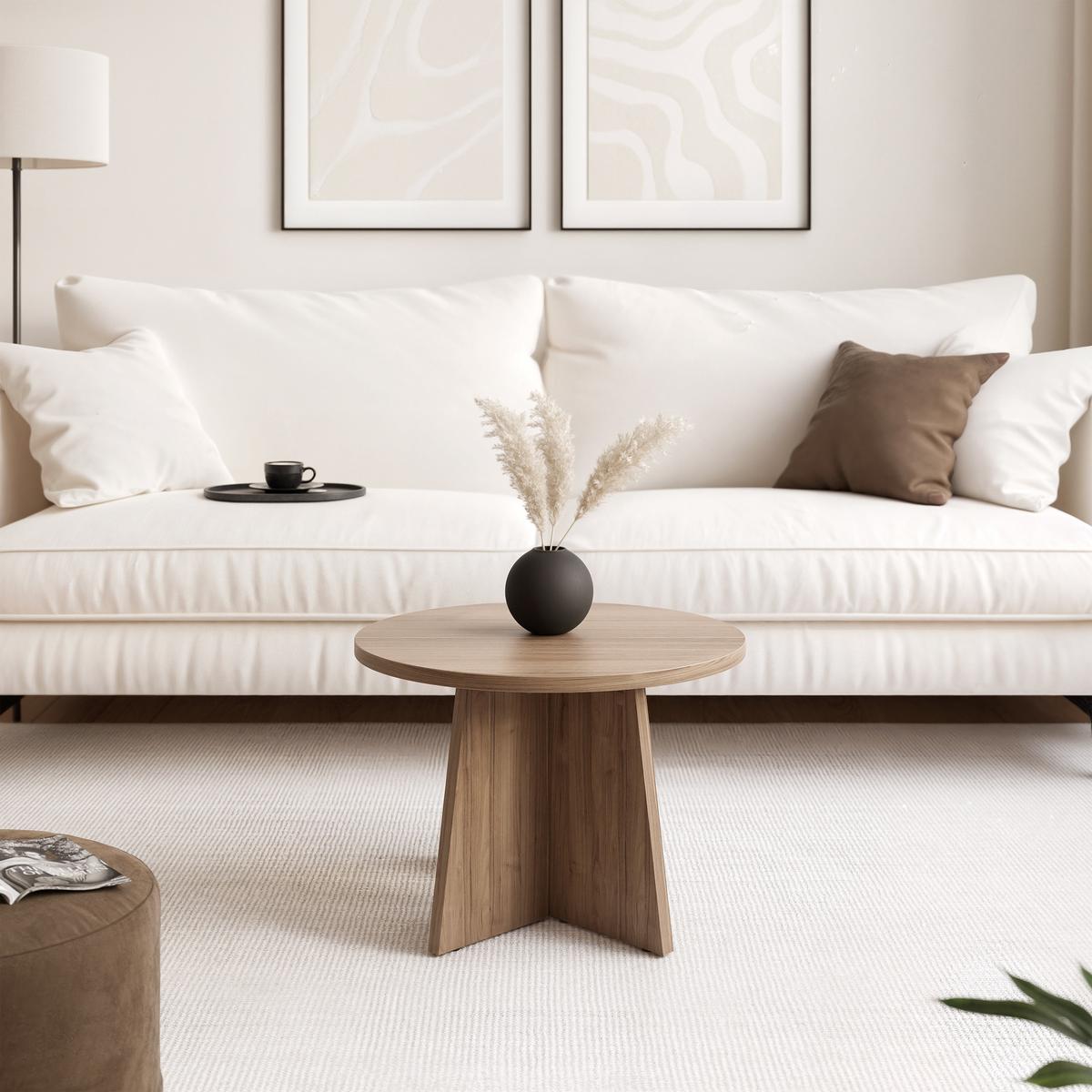 COUCHTISCH BELLAGIO 58/40 cm runden, Kaschmir/Nussbaum - Kaschmir, Holzwerkstoff (58/58/40cm) - Idohome