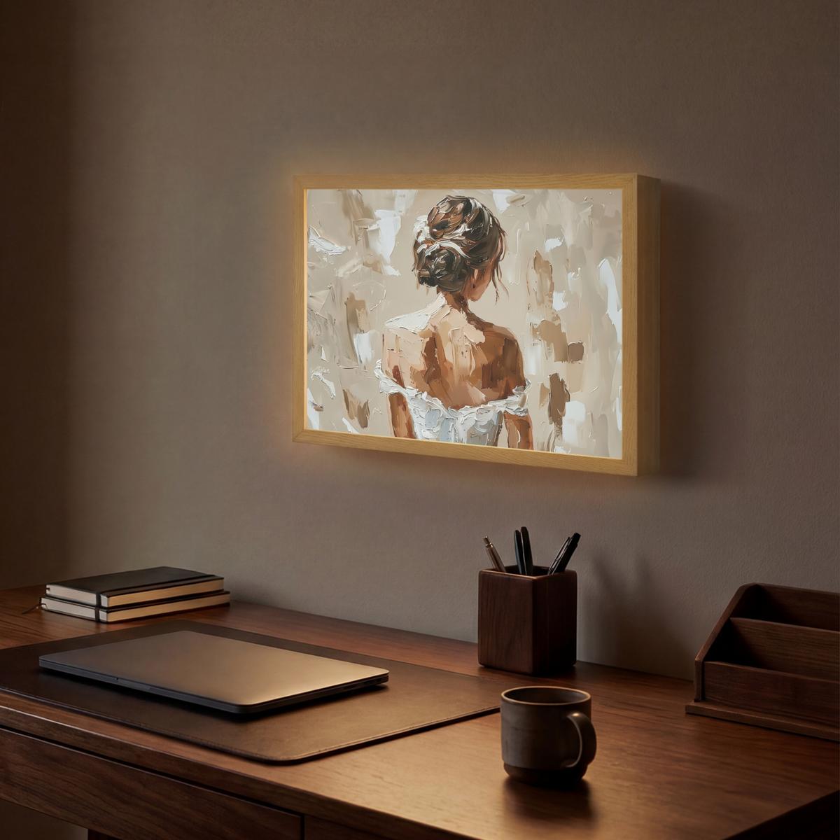 WANDLEUCHTE MIT AKKU Frau - Farbe - Abstrakt - Beige - Modern 40x30 cm - Hellbraun, Holzwerkstoff (40/30/8cm) - OnlyWow