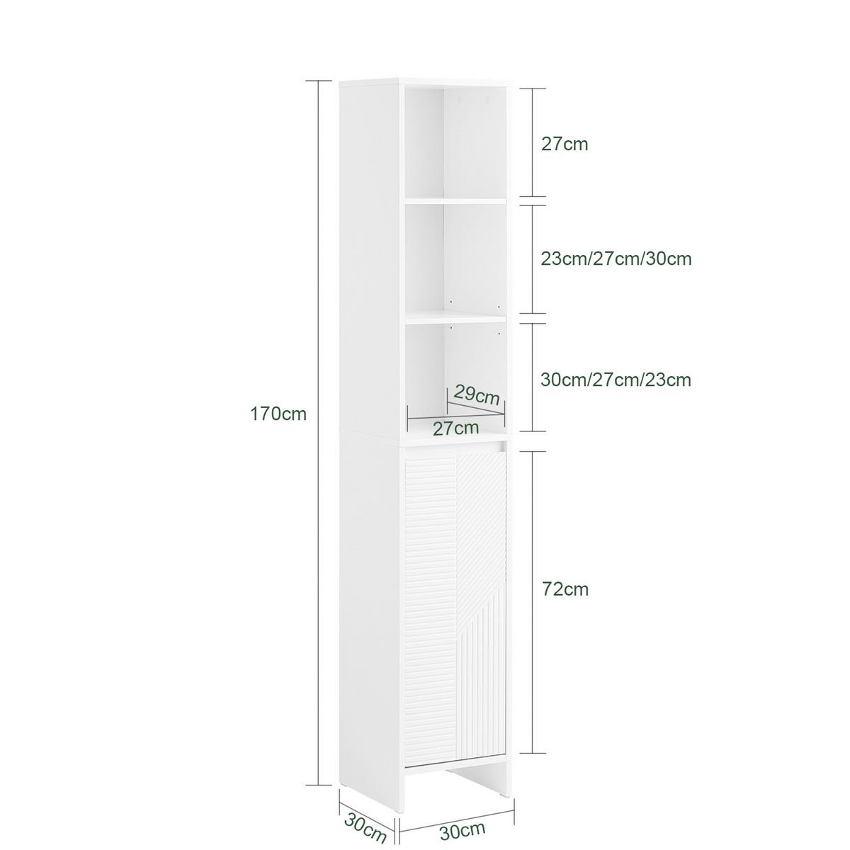 HOCHSCHRANK Weiß - Weiß, Holzwerkstoff (30/170/30cm) - SoBuy