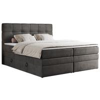 BOXSPRINGBETT ERNI KING 140/200 Dunkelgrau Velvet - H4 - Dunkelgrau, Holz/Textil (140/200cm) - MKS