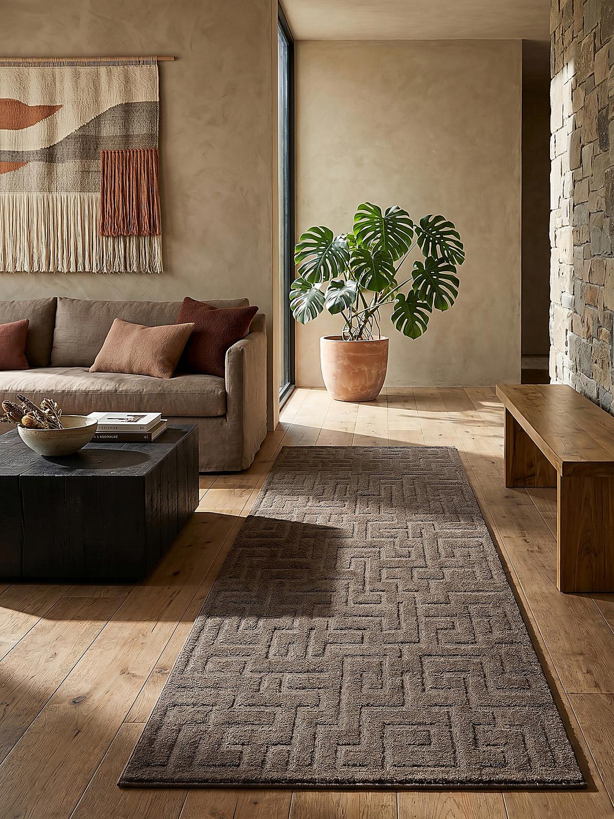 TEPPICHLÄUFER Geometrisch MUOTA Polypropylen Braun 80 x 150 cm - Braun, Textil (80/150cm) - KADIMA DESIGN