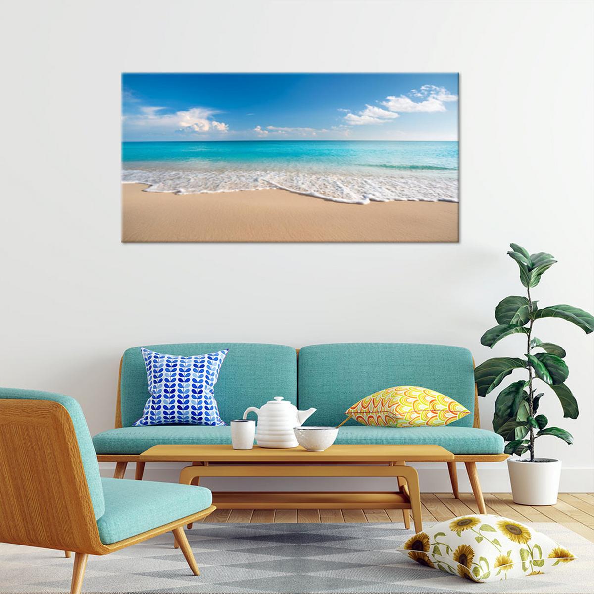WANDBILD blaue strandmeerlandschaft - Blau, Textil (80/40cm) - Feeby