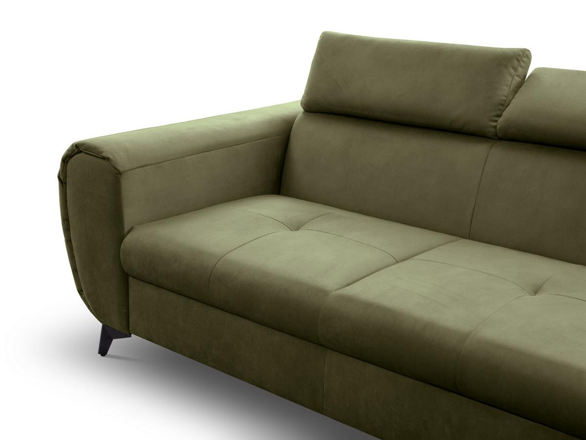 ECKSOFA MAGIA R-S Grün Plüsch-Stoff mit Schlaffunktion - Olivgrün, Holz (260/217cm) - MASSENO
