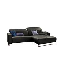 ECKSOFA YORK Granit Leder - Dunkelgrau/Silberfarben, Leder (284/180cm) - KAWOLA