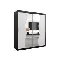 SCHWEBETÜRENSCHRANK 200/180/62 2-türig - Silberfarben/Schwarz, Holz/Kunststoff (180/200/62cm) - MÖBEL KRYSPOL