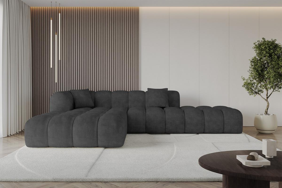 ECKSOFA Ottomane Links OLEA-L2 - 289x176x71 cm Anthrazit - Anthrazit/Schwarz, Holzwerkstoff/Kunststoff (289/176cm) - ALTDECOR