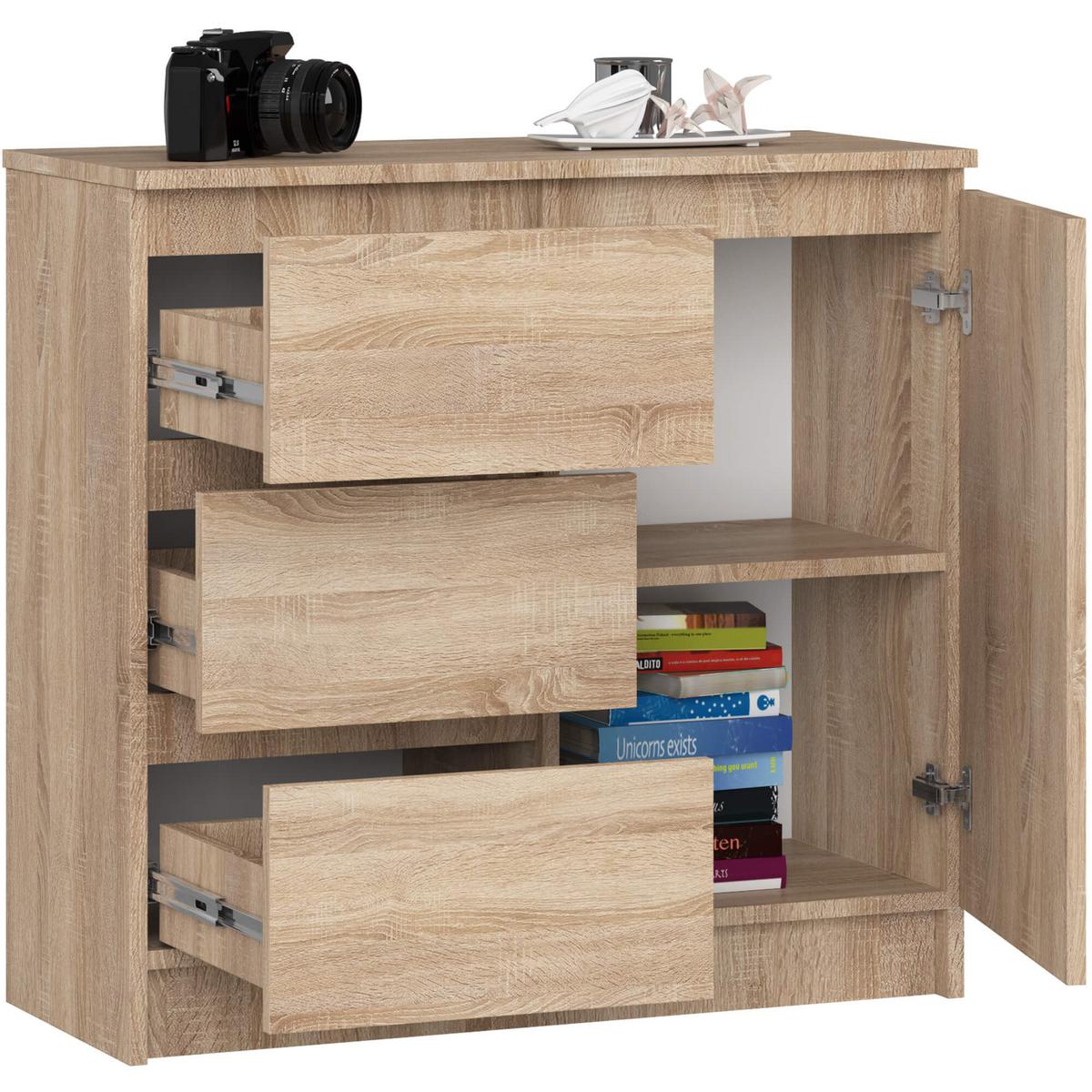 KOMMODE Eiche Sonoma 77/80/35 - Sonoma Eiche, Holzwerkstoff (80/77/35cm) - RAUMHIRSCH FURNITURE
