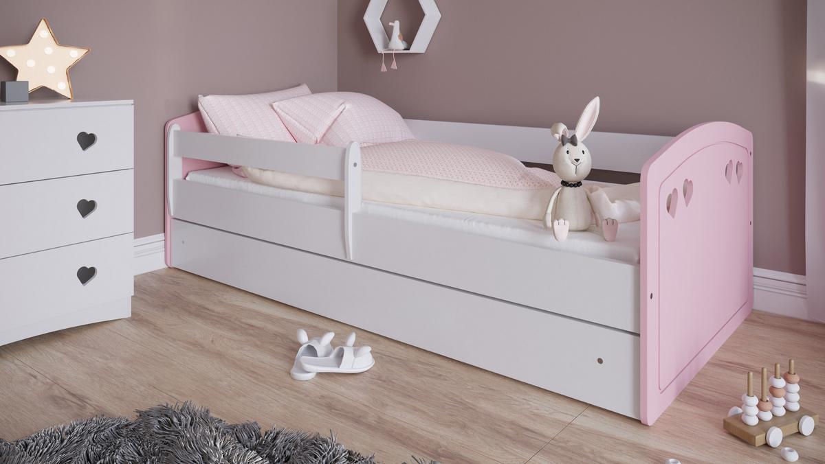 KINDERBETT JULIA mit Schublade ohne Matratze Hellrosa 90/65/184 - Hellrosa, Holzwerkstoff (80/180cm) - RAUMHIRSCH FURNITURE