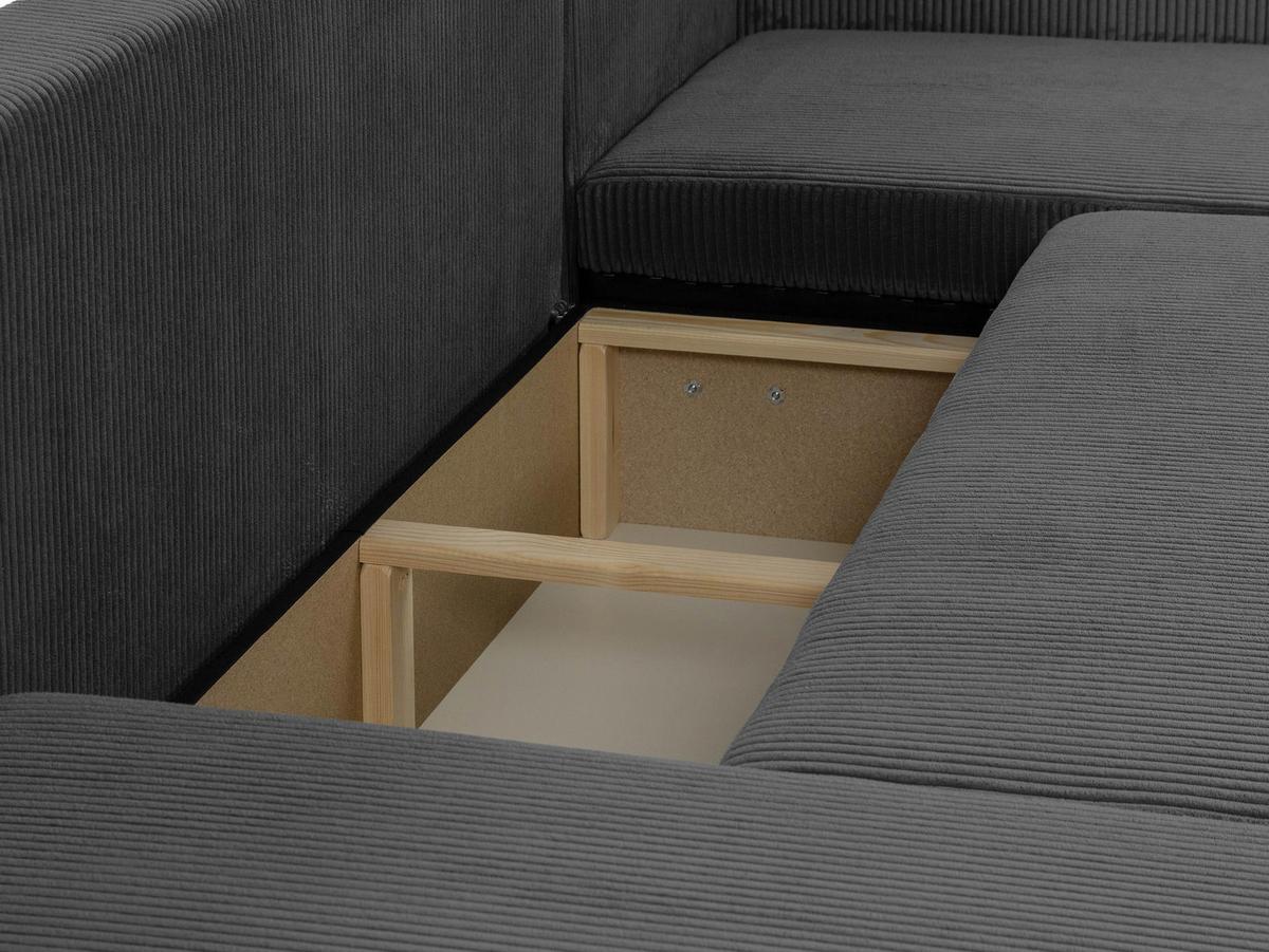 WOHNLANDSCHAFT Piano U Cord - Schwarz/Grau, Holz/Kunststoff (312/82/145cm) - MIRJAN24