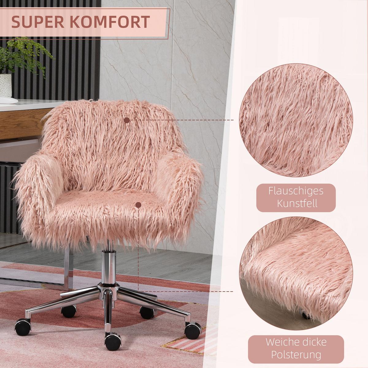 CHEFSESSEL, Schaumstoff, Rosa+Silber - Multicolor, Fell (60/85/57cm) - Vinsetto