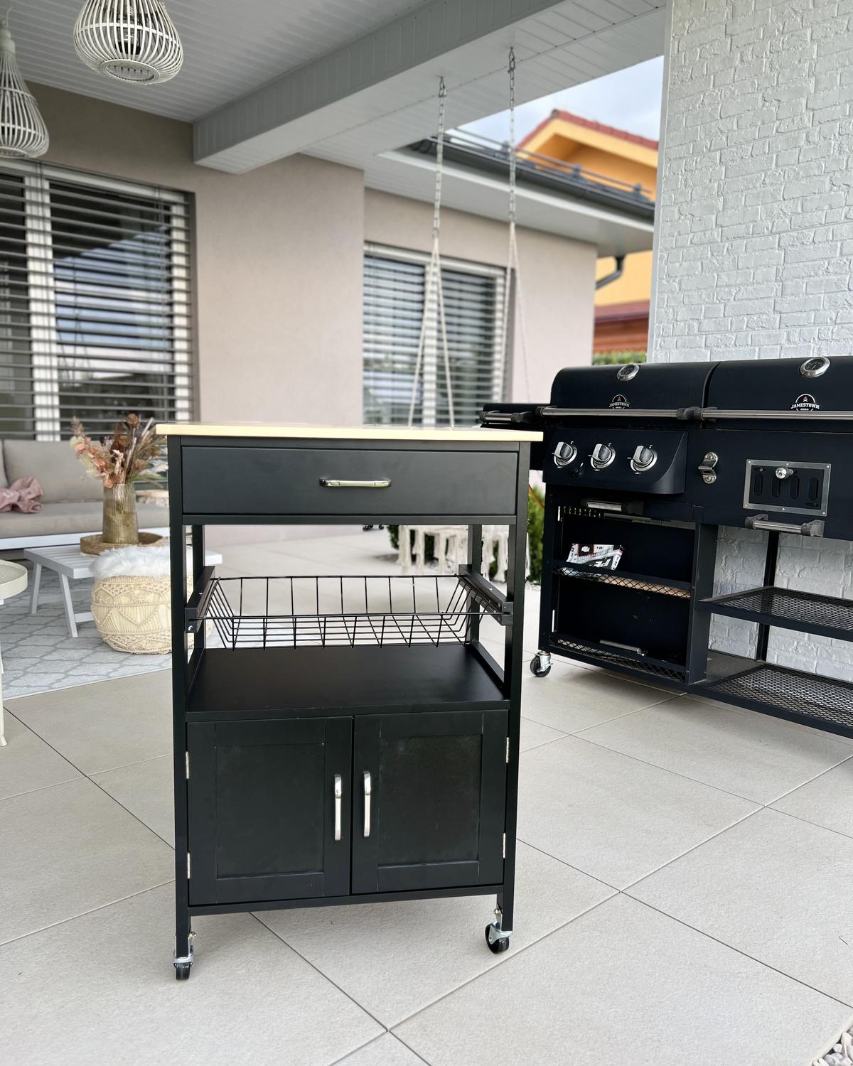 SERVIERWAGEN Schwarz Lugo - Schwarz/Braun, Holzwerkstoff (58/90/40cm) - Beliani