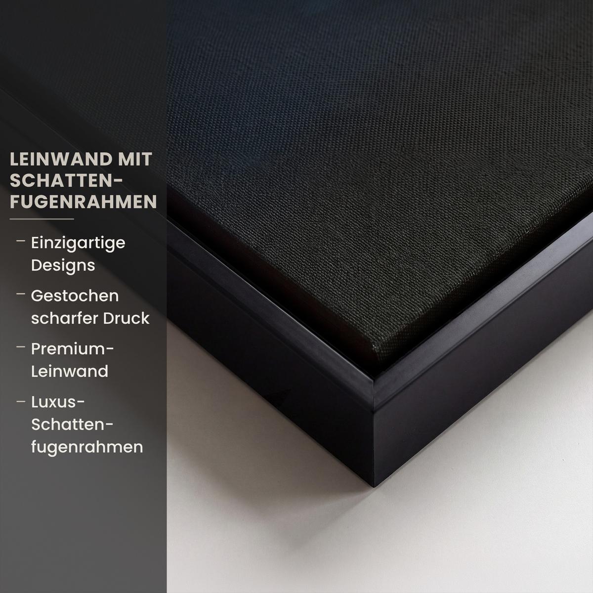LEINWAND Bilder mit Rahmen - Baum - Blau - Blätter - Pinselstriche - 100x70 - Blau, Textil (100/70cm) - MuchoWow