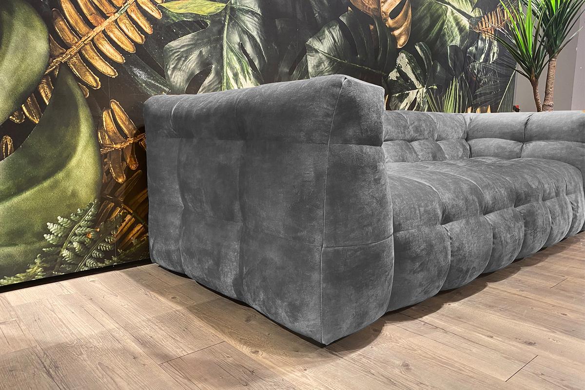 SOFA RIO Hellgrau Velvet - Hellgrau/Schwarz, Textil (236/68/105cm) - KAWOLA
