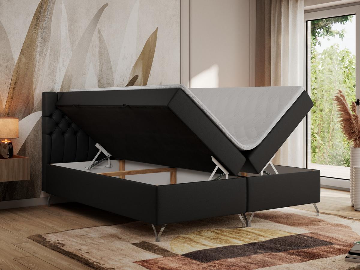 BOXBETT GRIMALDI 200/200 Schwarz Kunstleder - H3 - Schwarz, Holz/Textil (200/200cm) - MKS