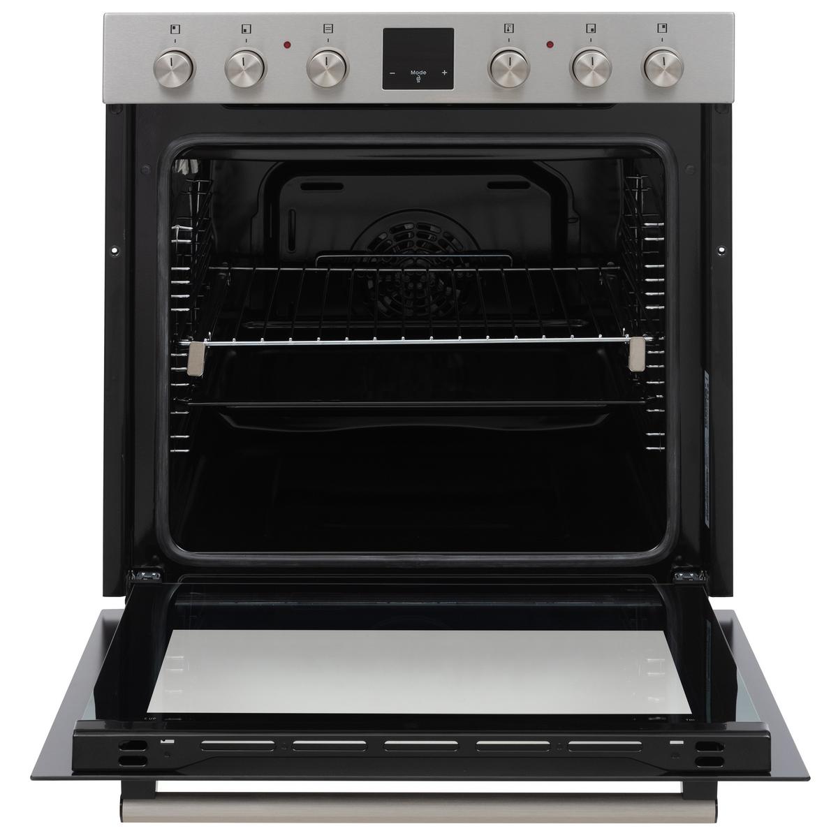 HERDSET, Backofen mit Ober-Unterhitze und Umluft, Glaskeramik-Kochfeld mit 4 Zonen, Teleskopauszug, 78 Liter, 60 cm, B-HS-75-C-I - Edelstahlfarben, Keramik/Metall (59.5/59.5/57cm) - Telefunken
