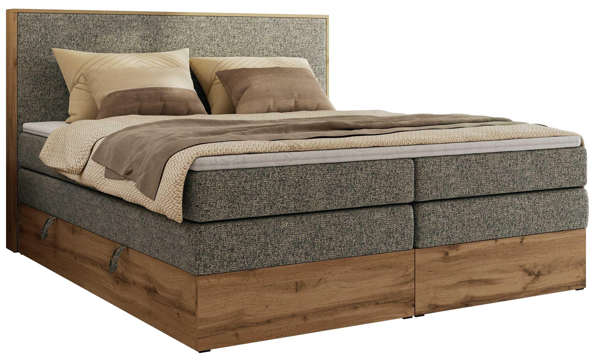BOXBETT WOOD CLASSIC KING 200/200 - Grau Strukture - H3 - Grau, Textil (200/200cm) - MKS