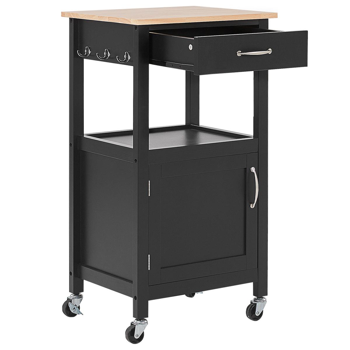 SERVIERWAGEN Schwarz Siena - Schwarz/Braun, Holzwerkstoff (39/89/48cm) - Beliani