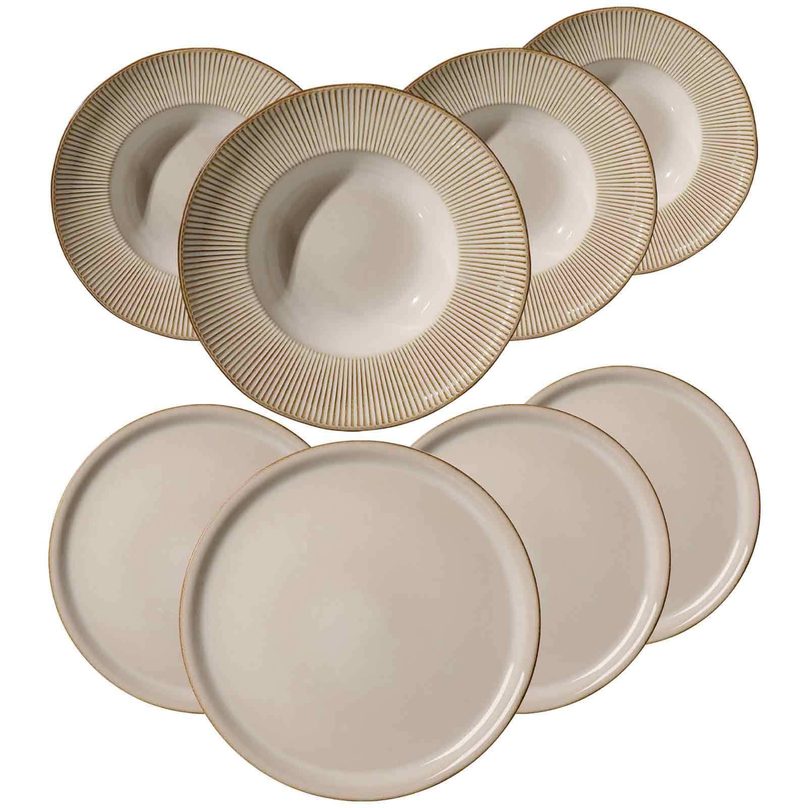 PIZZA & PASTA SET Nerano beige 8-tlg. - Beige, Keramik (2/2/2cm) - Ritzenhoff Breker