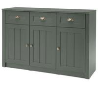 SIDEBOARD grün Landhaus 130 x 86 cm, Kommode mit viel Stauraum - Chromfarben/Schwarz, Holzwerkstoff/Kunststoff (130/86/43cm) - Furn.Design