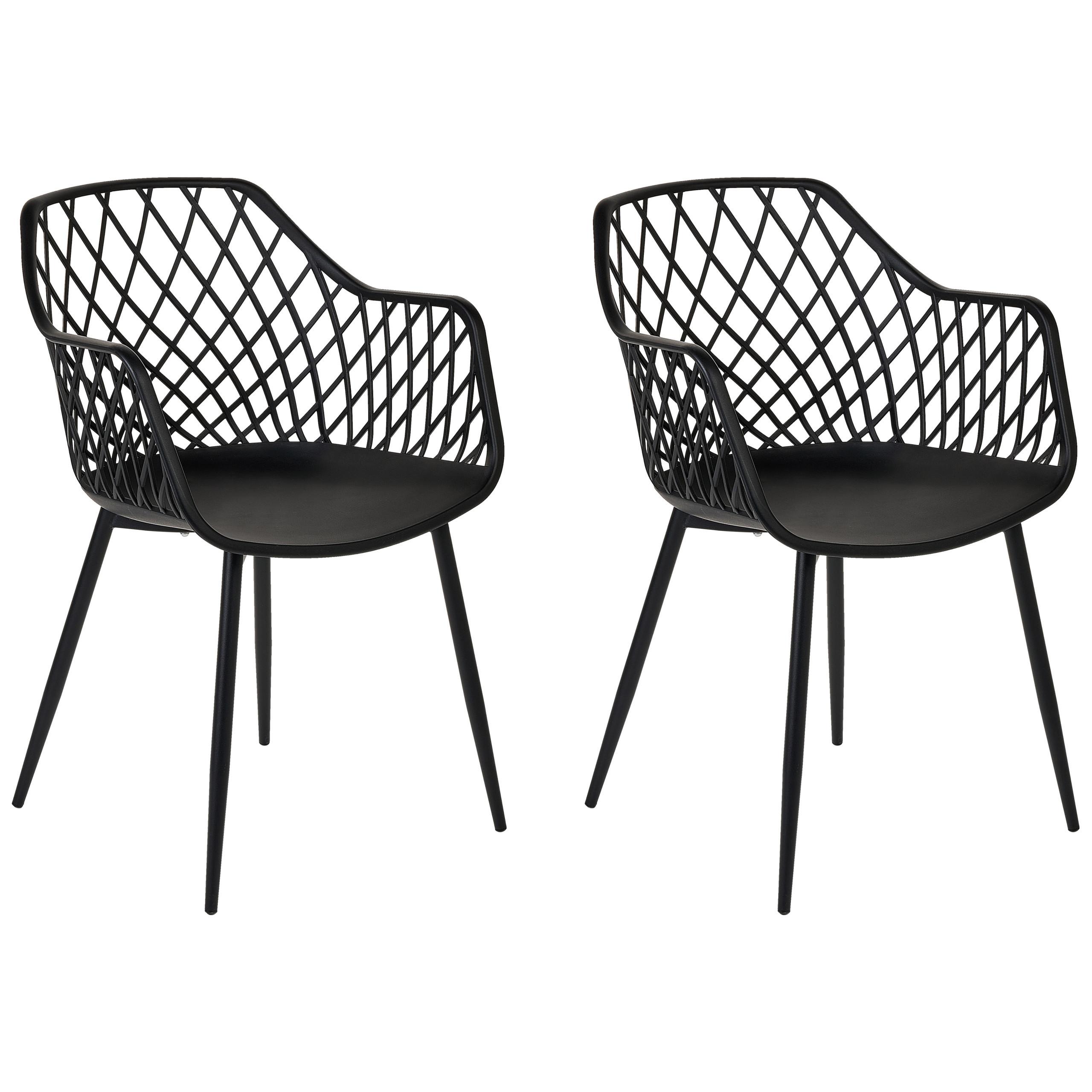 ESSZIMMERSTUHL 2er-Set Kunststoff Schwarz Nashua II - Schwarz, Kunststoff/Metall (50/86/51cm) - Beliani
