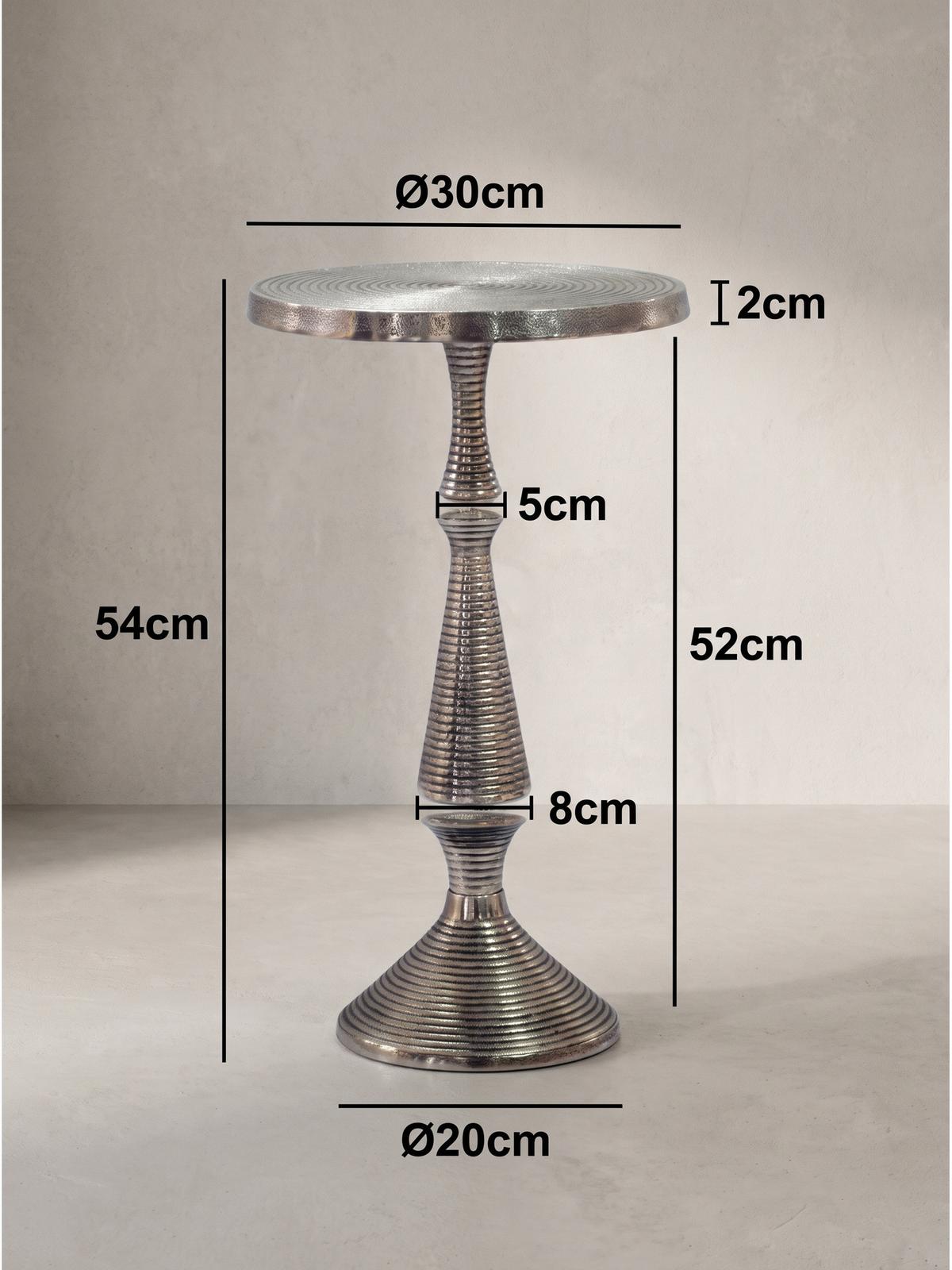 BEISTELLTISCH ROCCARASO, Aluminium, in Rillenoptik, Silber, Ø 30 x 54 cm - Silberfarben, Metall (30/30/54cm) - KADIMA DESIGN