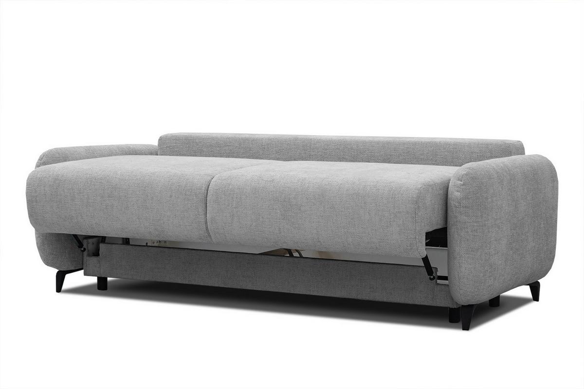 SOFA DRAKE 3-Sitzer mit Schlaffunktion, hellgrau - Hellgrau/Braun, Holz/Textil (232/90/107cm) - Wozimo