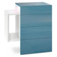 NACHTTISCH Queens Front in Petrol Hochglanz - Petrol, Holzwerkstoff (60/63/36cm) - Vladon