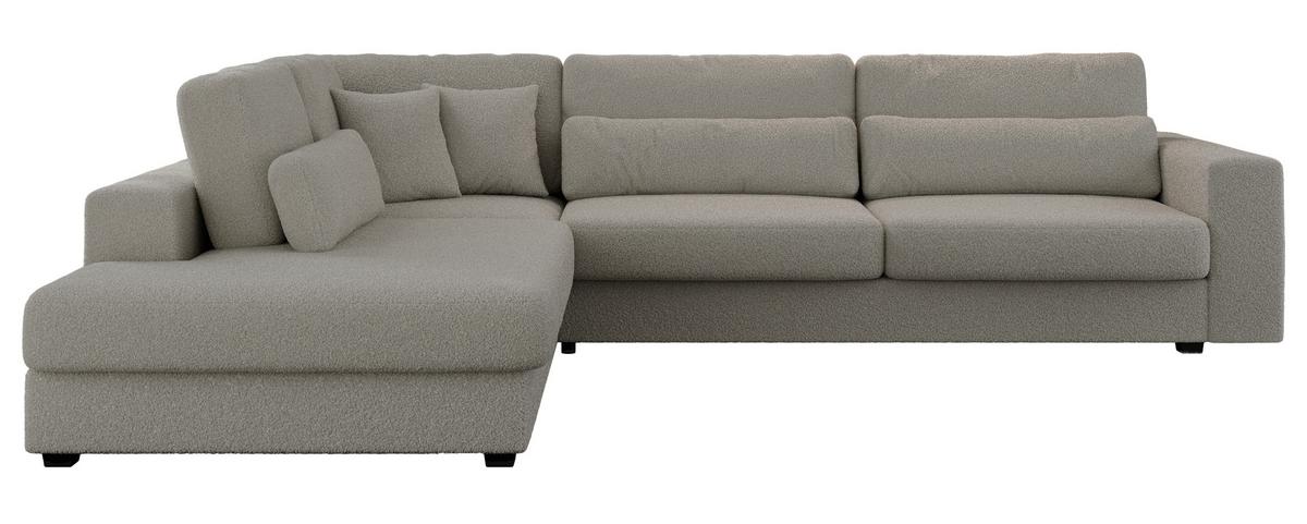 ECKSOFA Savona Grau Boucle - links - Schwarz/Grau, Kunststoff/Textil (316/249cm) - MKS