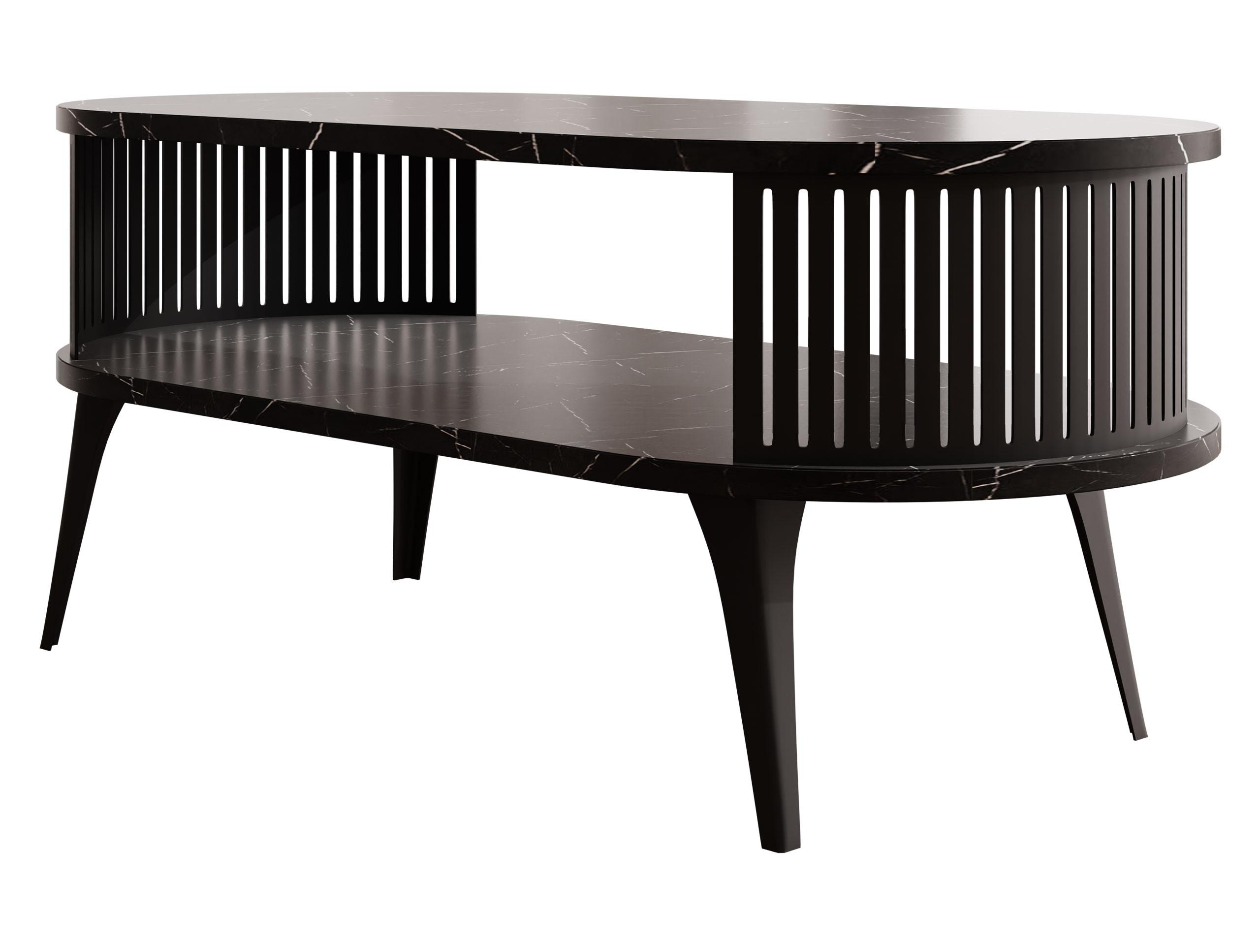 COUCHTISCH Roenni Oval - Multicolor/Schwarz, Holzwerkstoff/Metall (100/50/44cm) - MIRJAN24