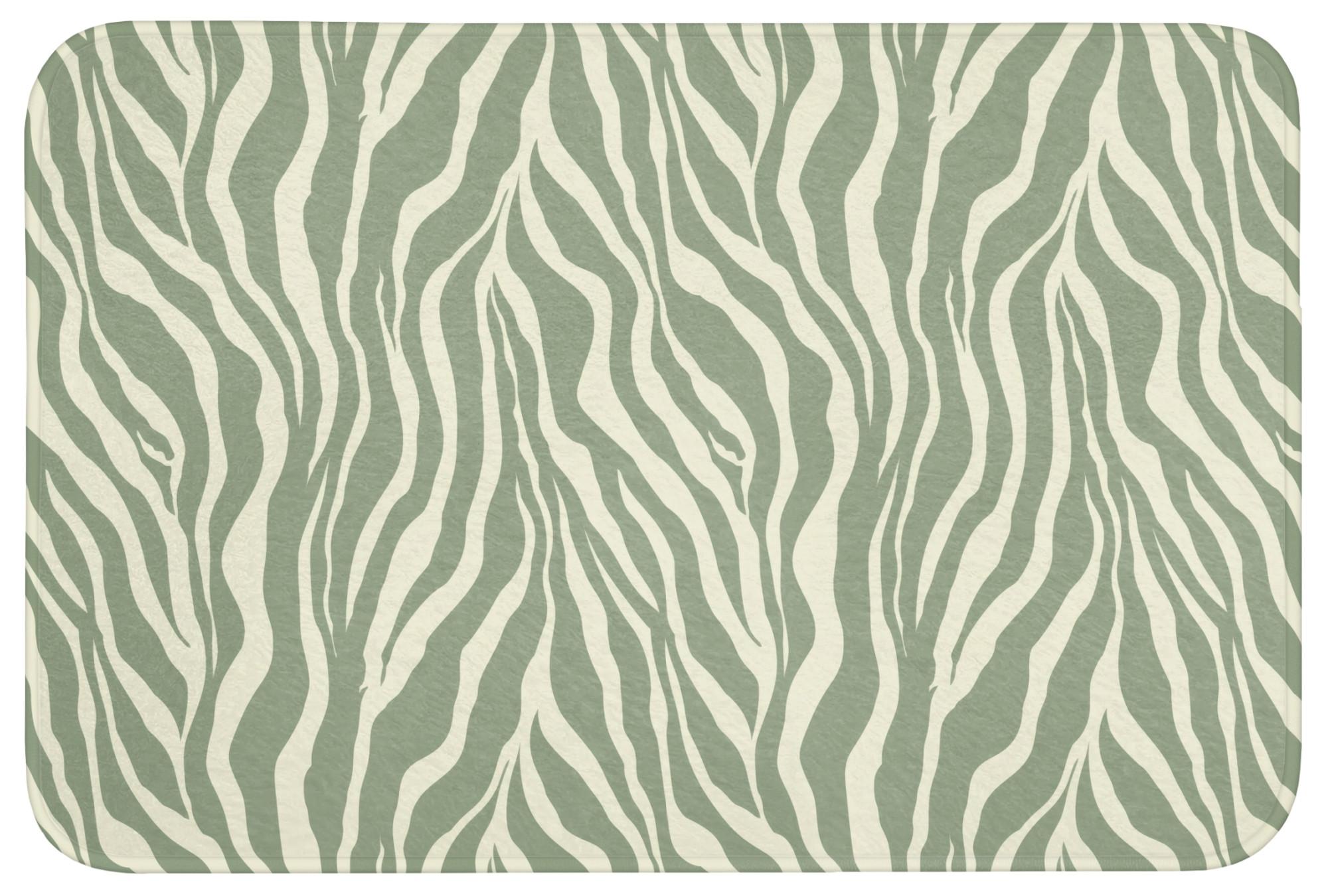 BADEMATTE Zebra - Motiv - Grün Badvorleger 90x60 cm - Salbeigrün, Textil (90/60cm) - OnlyWow