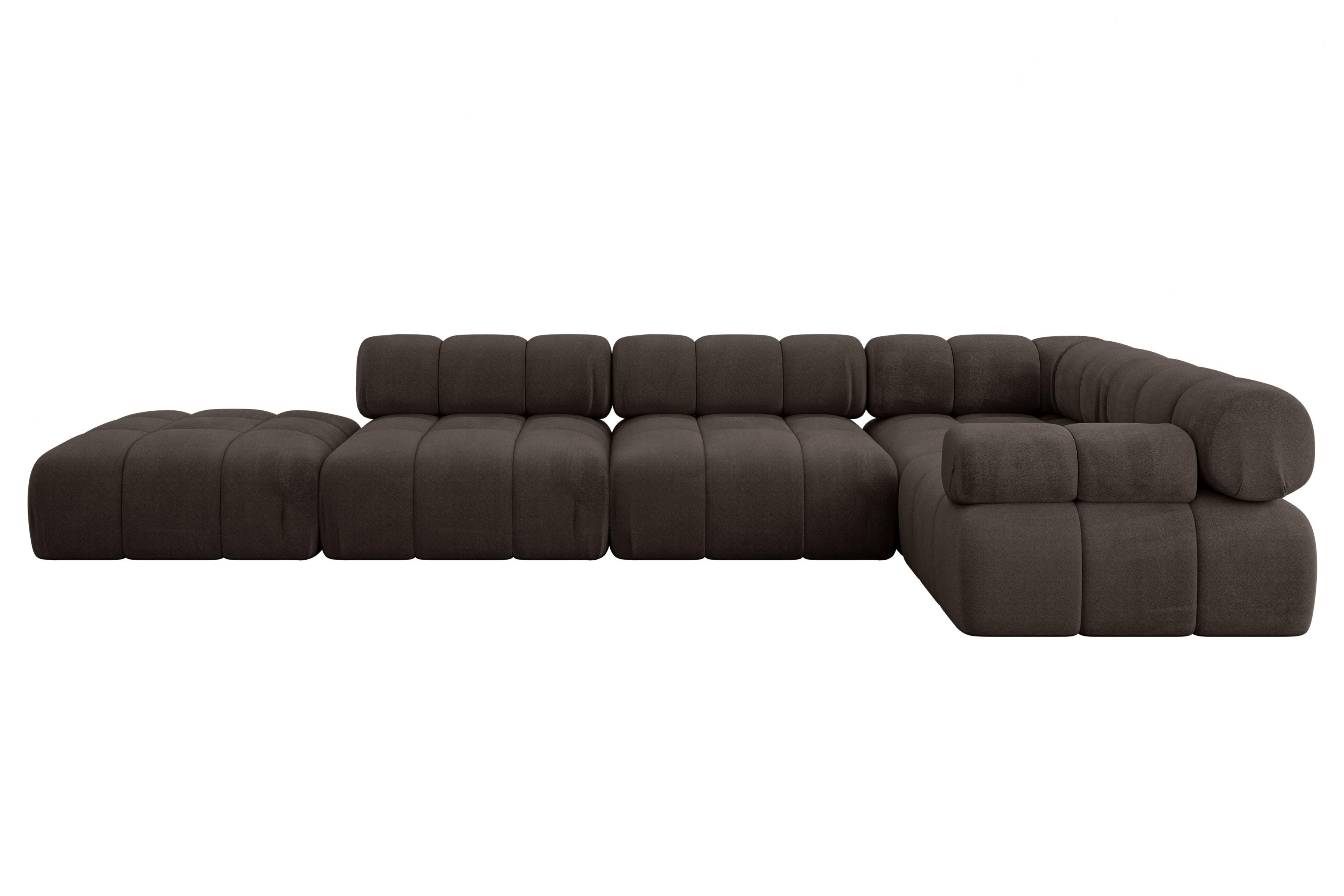 ECKSOFA modulares Sofa Felto-L2 - 380x190x70 cm Braun Velours - Braun, Holzwerkstoff/Textil (380/190cm) - ALTDECOR
