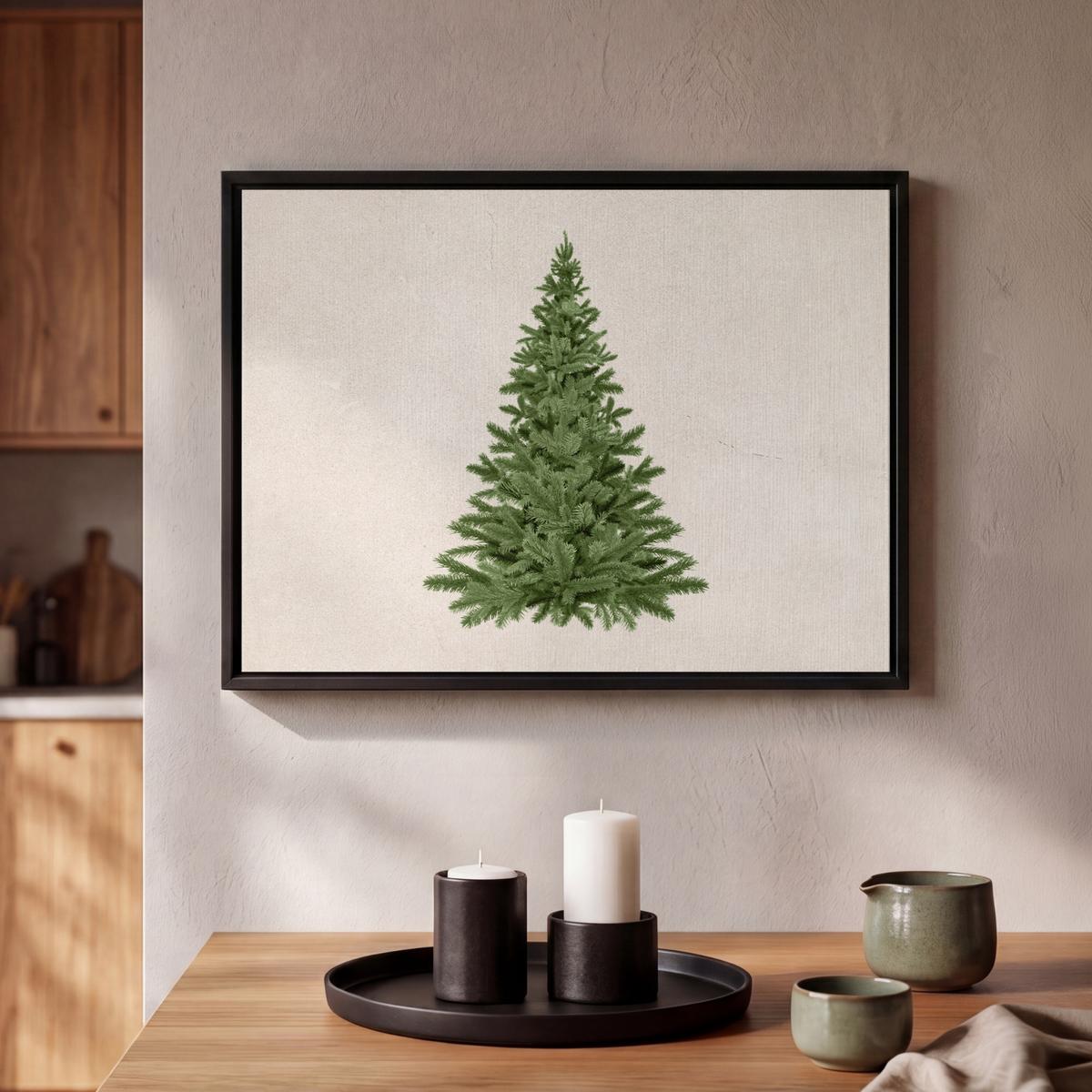 LEINWAND Bilder mit Rahmen - Weihnachtsbaum - Grün - Weihnachten - Feiertage - 40x30 - Olivgrün, Textil (40/30cm) - MuchoWow