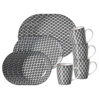 KOMBISERVICE Takeo Circles schwarz-weiß 16-tlg. - Schwarz/Weiß, Keramik (2/2/2cm) - Ritzenhoff Breker