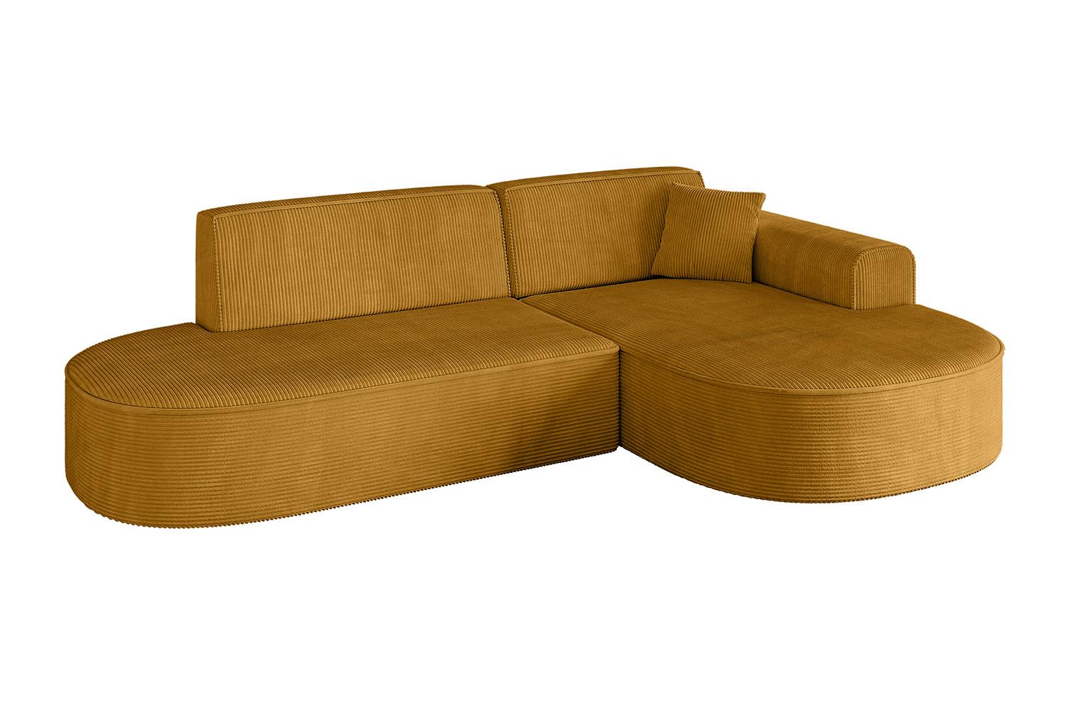 ECKSOFA Ottomane Rechts MARI-L1 - 243x171x79 cm Senfgelb Cord - Gelb/Schwarz, Holzwerkstoff/Kunststoff (234/163cm) - ALTDECOR