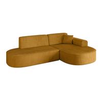 ECKSOFA Ottomane Rechts MARI-L1 - 243x171x79 cm Senfgelb Cord - Gelb/Schwarz, Holzwerkstoff/Kunststoff (234/163cm) - ALTDECOR