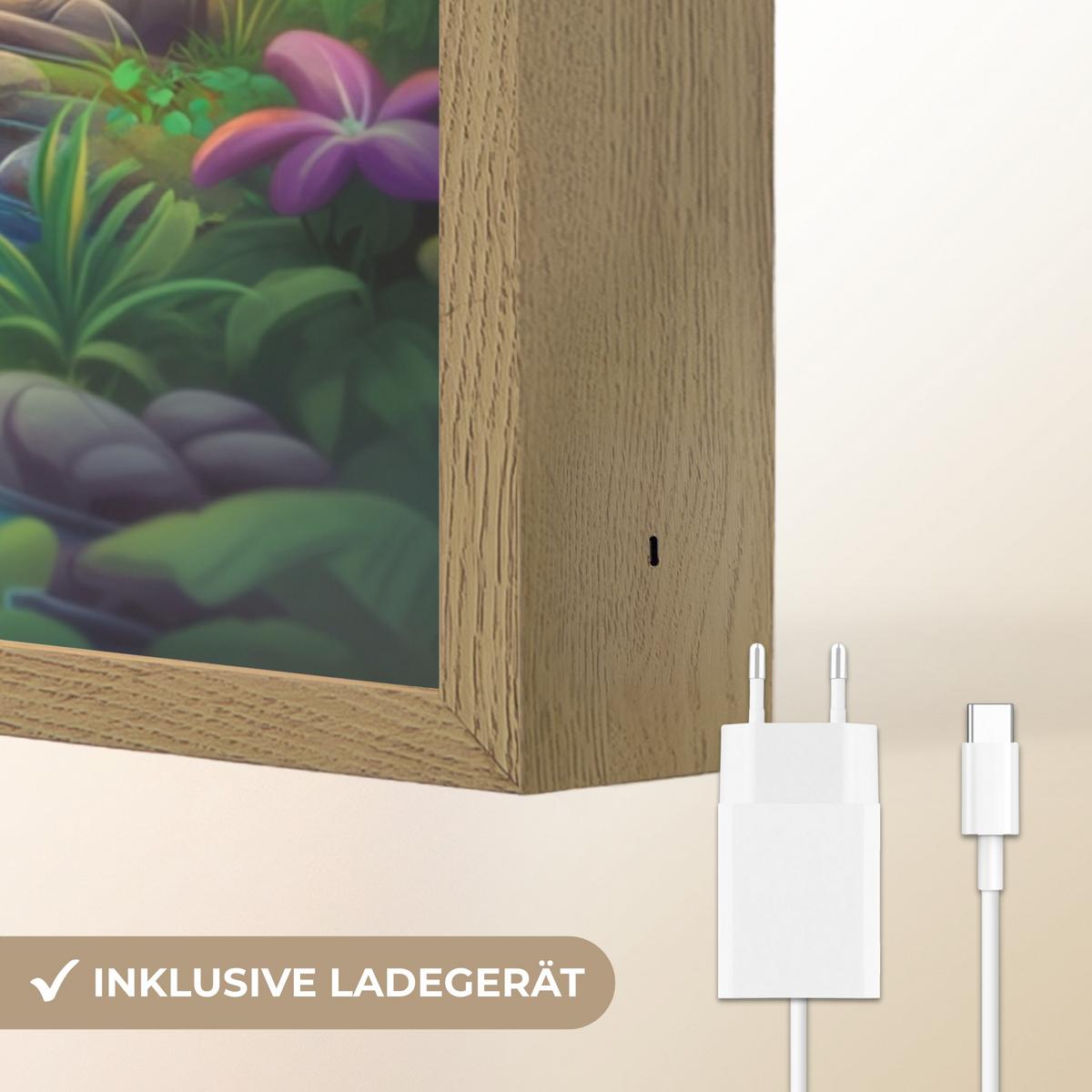 WANDLEUCHTE MIT AKKU Giraffe - Elefant - Blumen - Dschungel 40x60 cm - Grün, Holzwerkstoff (40/60/8cm) - OnlyWow