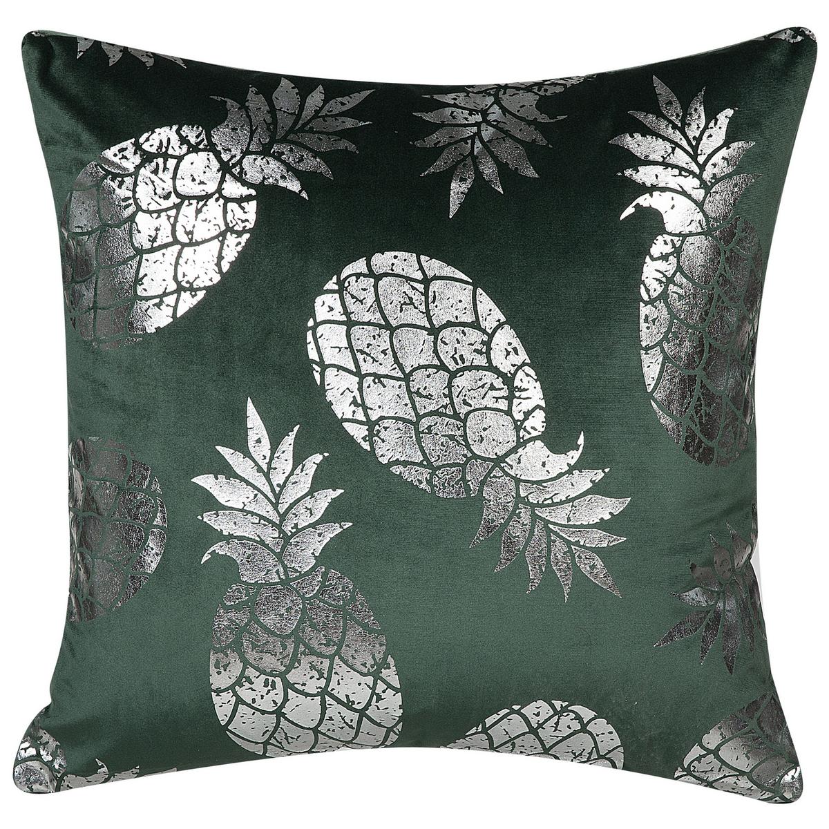 DEKOKISSEN 2er-Set Dunkelgrün 45/45 cm Astilbe - Dunkelgrün, Textil (45/45cm) - Beliani
