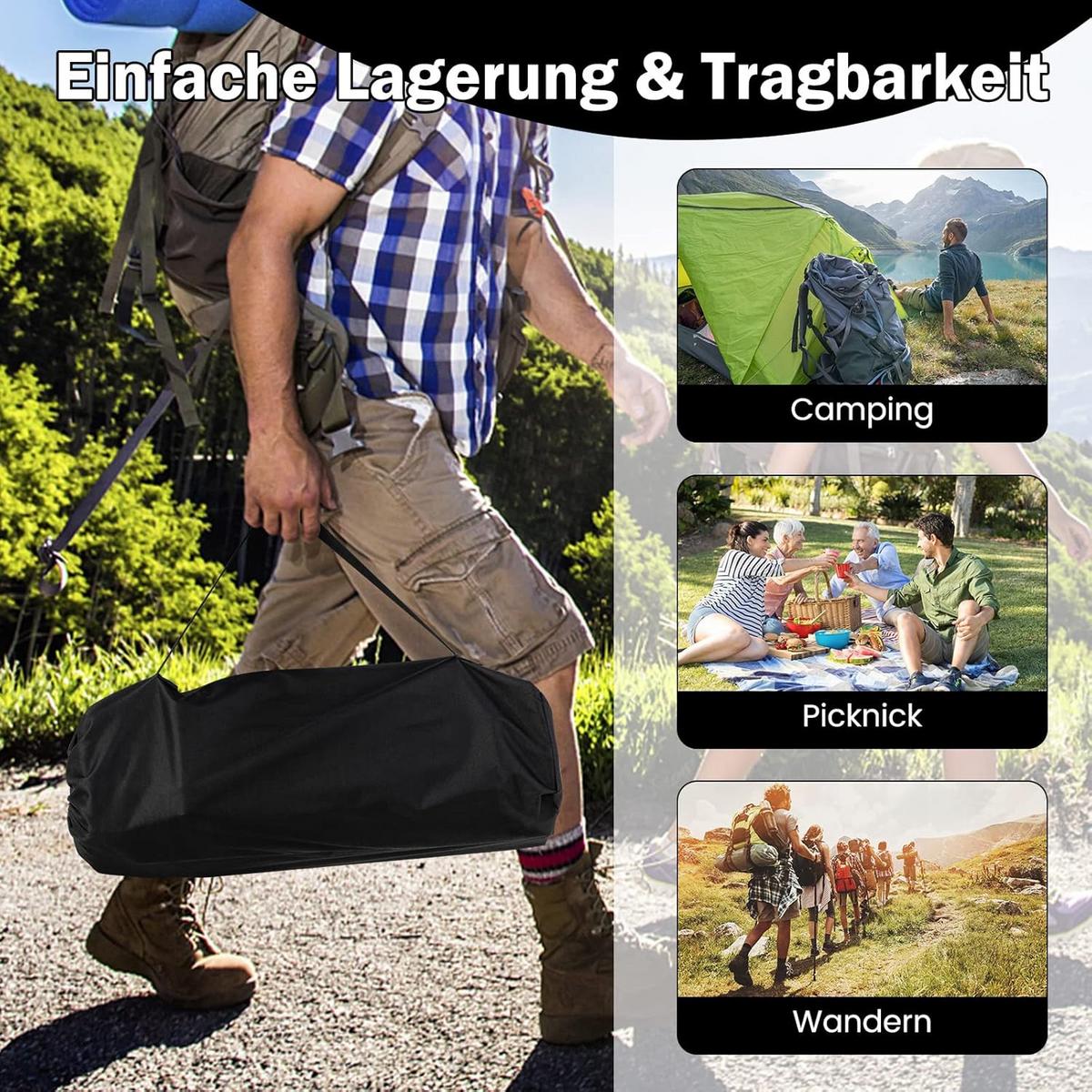 CAMPINGTISCH Schwarz - Schwarz, Metall (55/95/50cm) - COSTWAY