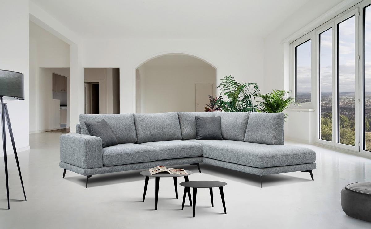 ECKSOFA MEDIOLANE 5-Sitzer, silberfarben - Silberfarben, Holzwerkstoff/Textil (282/219cm) - Wozimo