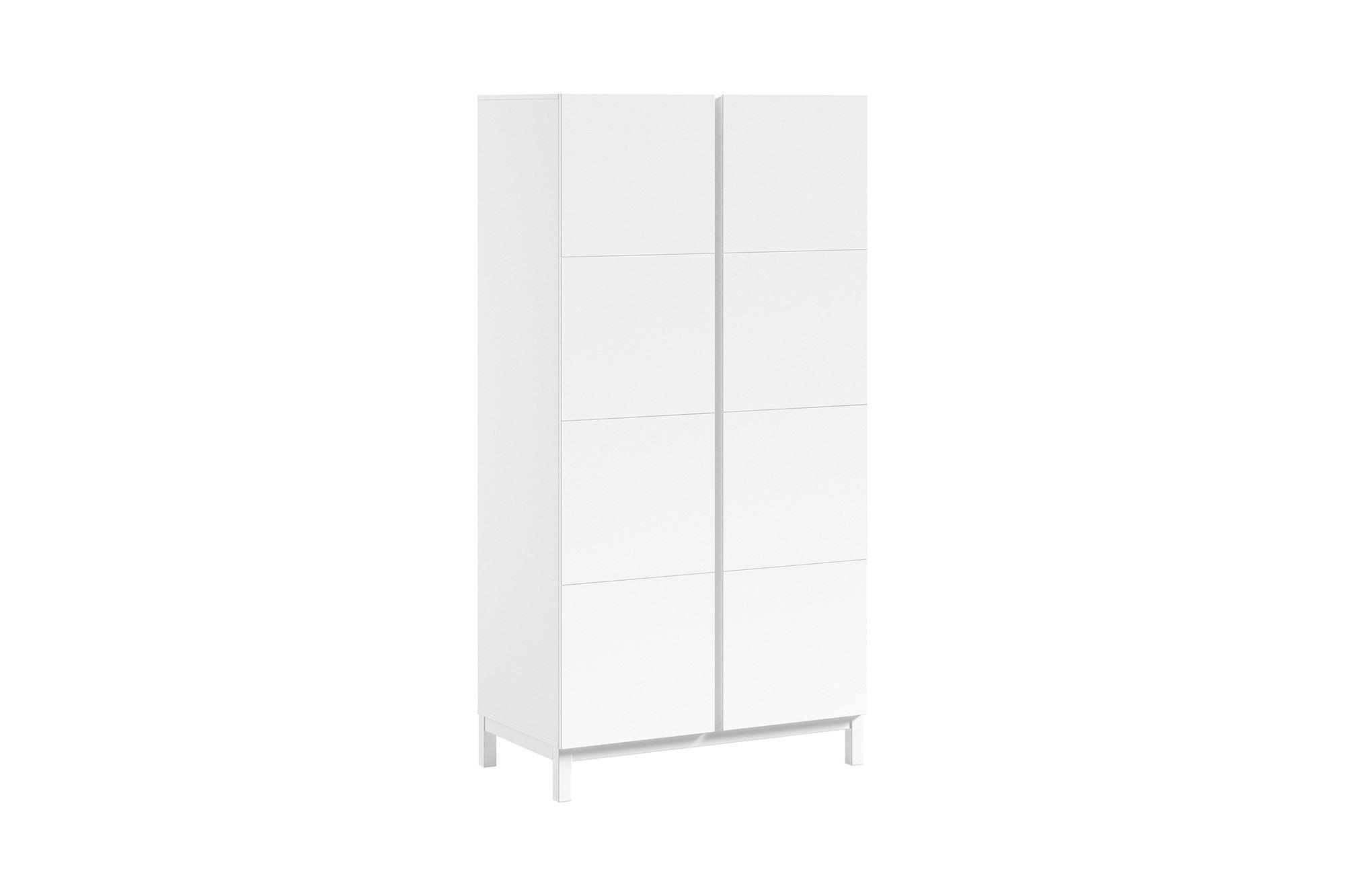 KLEIDERSCHRANK MDF Kiefer weiß 2 Türen Wäscheinteilung robust stabil - Weiß, Holz (99/196/58cm) - 58aufmkessel
