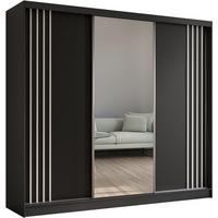 SCHWEBETÜRENSCHRANK Nela II 240/216/61 schwarz mit Schubladen - Schwarz/Weiß, Holzwerkstoff (240/216/61cm) - Beautysofa